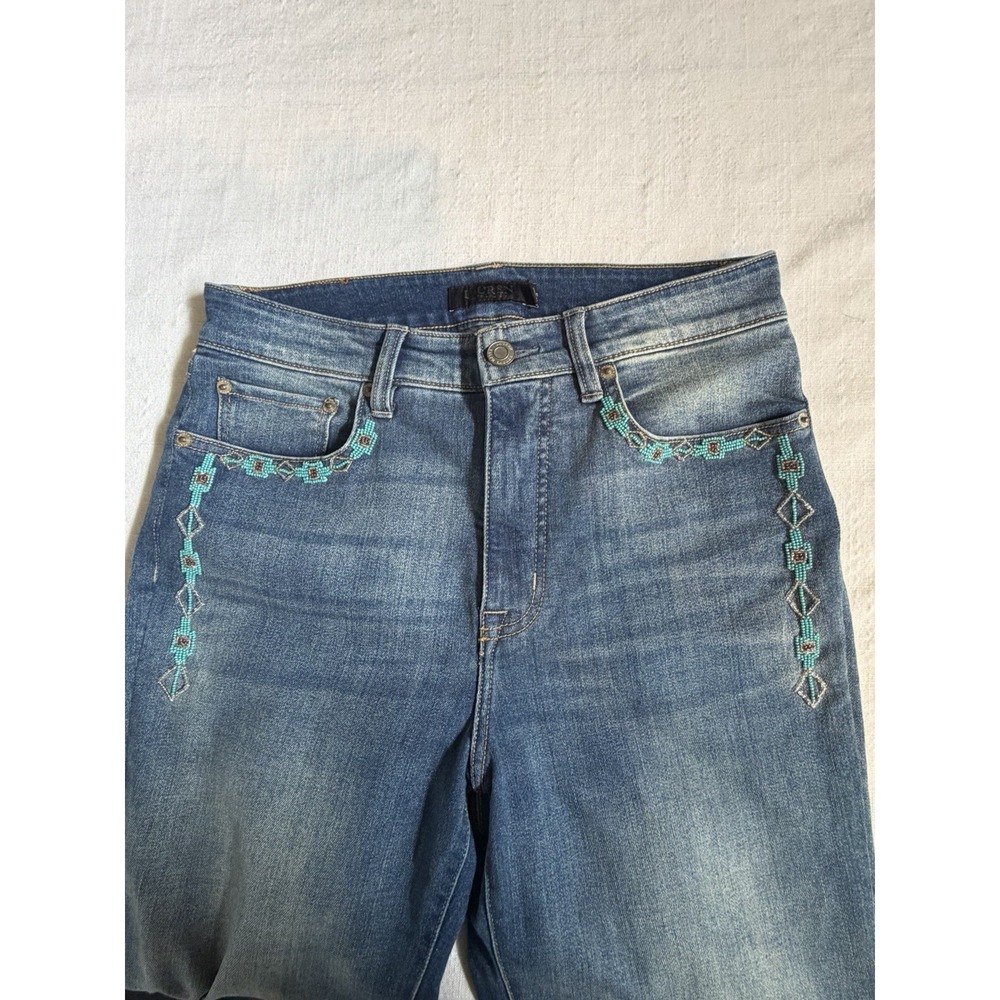 Lauren Ralph Lauren Jeans Womens 8 Blue Beaded Western Stretch Denim - Picture 4 of 9